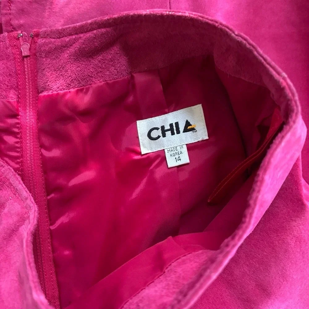 Chia Leather Pink/Fuchsia Women's Skirt Size 14. Made in‎ Korea